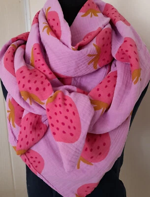 Loop - Schal ca. 25 x 130 oder Dreieckstuch ca. 130 x 130 cm Erdbeere pink - Bild 1 von 2