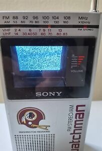VTG 1984 Sony Watchman FD-30A Mini Portable TV Washington Redskins 