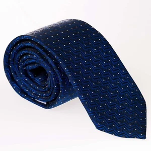 ITALIAN DESIGNER Milano Exclusive COBALT BLUE POLKA SILK TIE - Picture 1 of 1