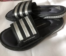 silver adidas slides