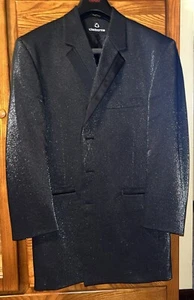 MEN'S CLAIBORNE Black METALLIC Sparkle 3 BUTTON TUXEDO MAX Jacket 38s Magician - Picture 1 of 9