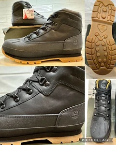 Timberland EuroHiker Black Leather Boots 7Y Or Womens 8 TB0A1NJF Retail $99🔥 - Picture 1 of 13
