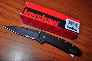 Kershaw Knives Black Matte Leek Spring Assisted Pocket Knife Serated #1660CKTST - Picture 1 of 10