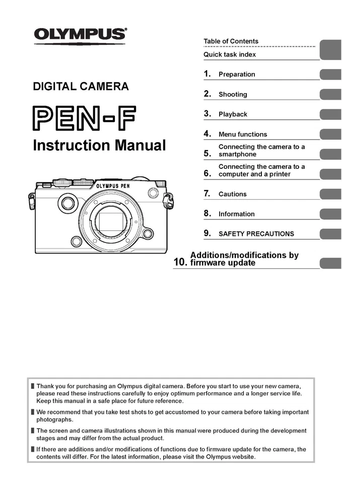 Olympus Pen F цифровая камера печатные инструкция 188 страниц (A4) - Изображение 1 из 1
