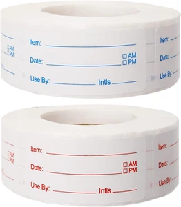 2 Rolls 1000 Pieces Removable Freezer Labels 1 X 2 Inch Food Date Stickers - Picture 1 of 11