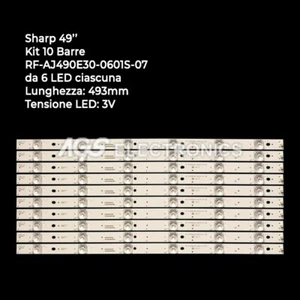 KIT TIRA 10 BARRAS 6 TV LED SHARP RF-AJ490E30-0601S-07 RF-AJ490E32-0601S-02 - Imagen 1 de 1