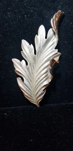 Vintage CORO large silver Leaf Brooch 4" X 1 3/4" - Picture 1 of 6