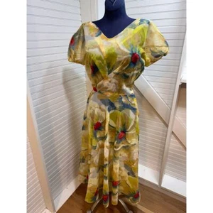 Vibrant Floral Print Sheer Maxi Dress Elegant Summer Chic Size Small Handmade - Picture 1 of 7