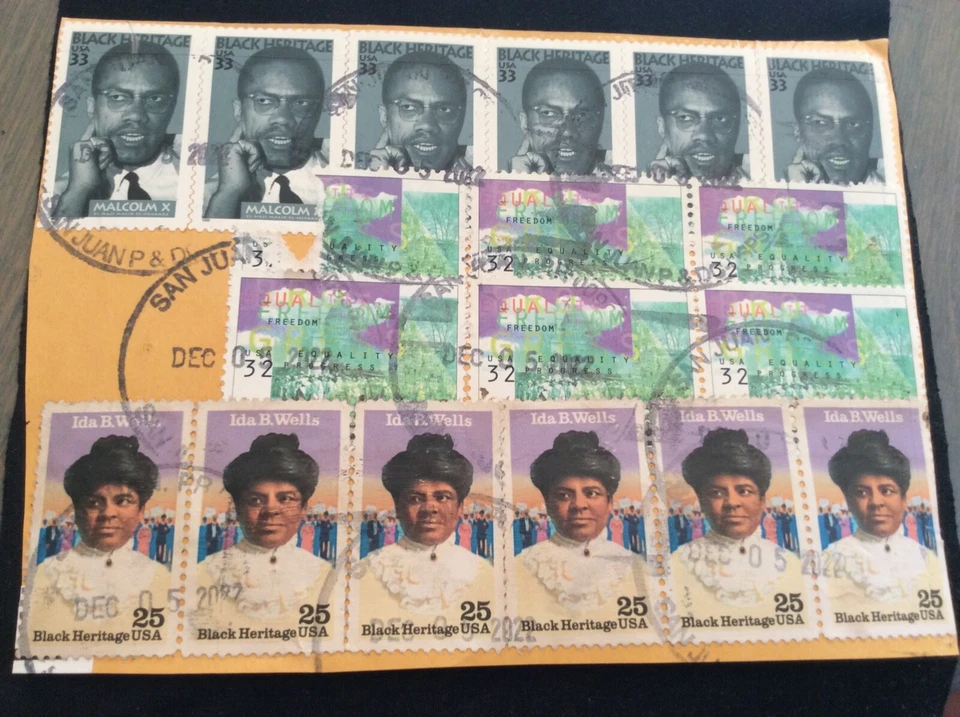 IDA B.WELLS BLACK HERITAGE (6) USED STAMPS & MALCOM X (6) used stamps - Image 1 of 3