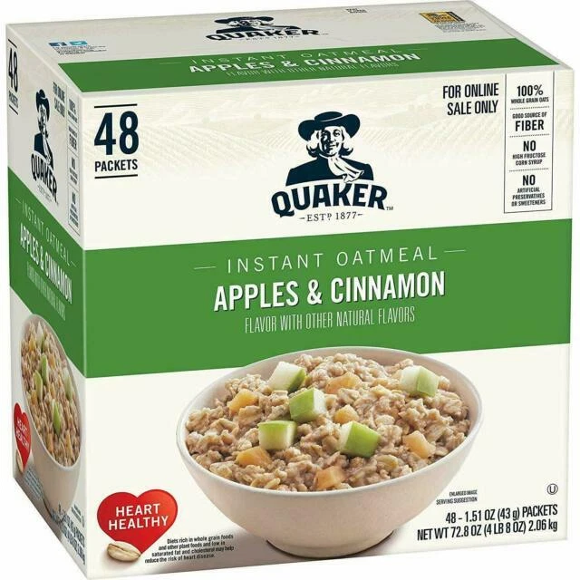 Quaker Instant Oatmeal, Apples and Cinnamon - 48 Count