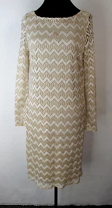 Jessica Howard Lace Print Boat Neck Long Sleeve Pencil Shift Dress Sz 16 shiny - Picture 1 of 8
