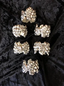Silia Heavy Napkin Rings Silver-Plated over Nickel - Grapes - Set of 6 - NIB - Picture 1 of 7