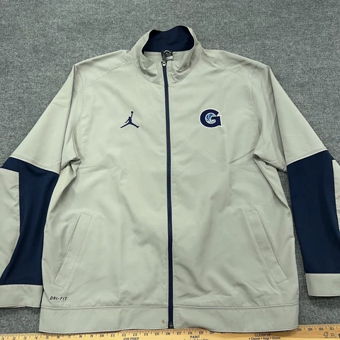 Jordan Jacket Mens XL Gray Full Zip Elite Georgetown Hoyas Track Windbreaker Cover