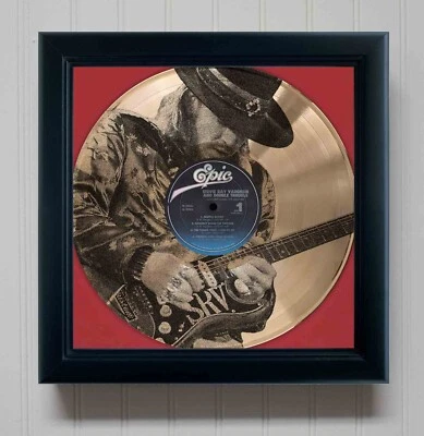 Stevie Ray Vaughan Couldn't Stand The Weather Framed Gold Etched LP Shadowbox - Image 1 of 4