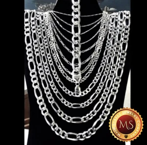 ITALIEN 925 MASSIV Sterlingsilber FIGARO Kette Halskette oder Armband 7"" - 34"" 0,925 - Bild 1 von 13