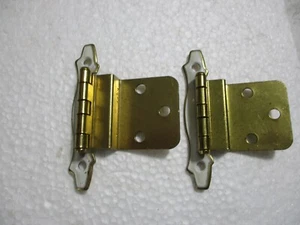 NOS Hyer Cabinet Hardware Hinges Brass And White 9 New Sets-18 Hinges Total - Picture 1 of 9