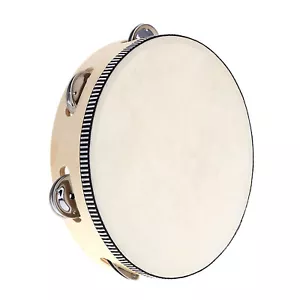 Tambor de mano de 8 pulgadas de una sola fila jingles pandereta percusión M9X4 - Imagen 1 de 8