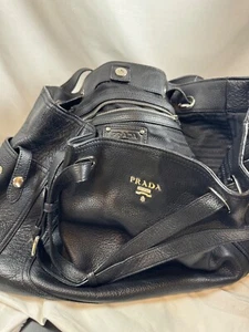 PRADA Vintage Hobo Bag Black with Gold Trim in Prada Bag - Picture 1 of 6