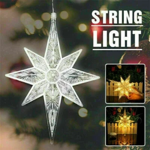 Neu LED Lichterkette Weihnachtsbaumvorhang Polaris Stern Weihnachten Fensterdeko - Bild 1 von 12
