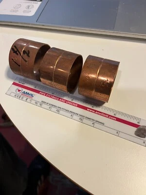 1 - 1/2” Inch   Copper Coupling With Stop (dimple x5; rolled x3) C X C; 8 ea - Image 1 of 2