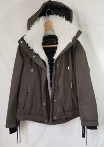 Tahari Parka Women's Sz Med Olive Faux Fur Trim NWT - Picture 1 of 11