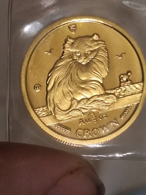 ISLE OF MAN 1995 ANGORA CAT  1/5 TH OZ 24 KARAT FINE GOLD IN ORIGINAL MINT SEAL - Image 1 of 4