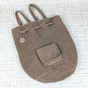 The Sak Crochet Drawstring Backpack Bucket Bag Handtasche Braun - Bild 1 von 8