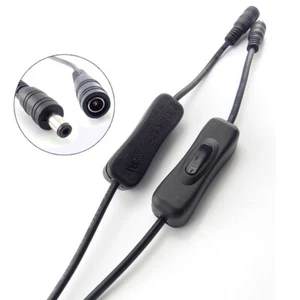 5.5 x 2.1mm DC Jack Male to Female Power Adapter Cable Connector with Switch - Picture 1 of 6