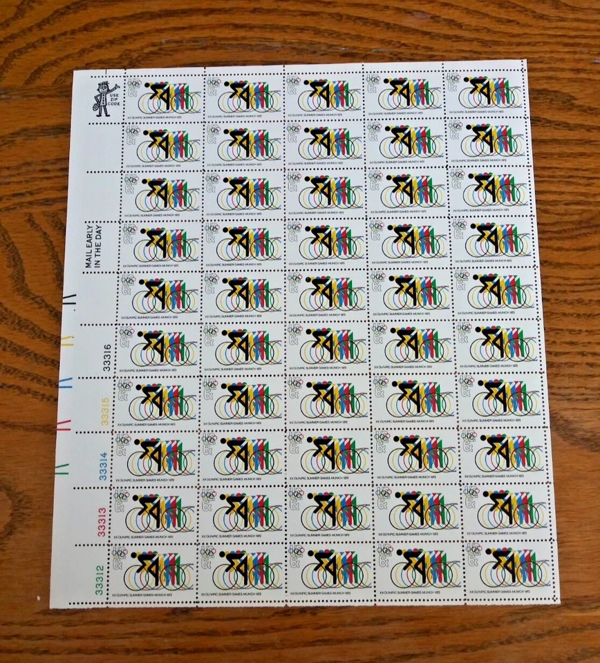 Juegos Olímpicos - Ciclismo, sello de 6¢, hoja de menta de 50, Scott# 1460, MNH Foto 1 de 1