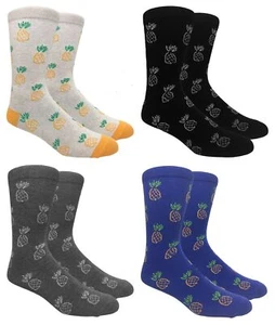 PINEAPPLE FRUIT SUMMER TROPICAL TUBE CREW SOCKS ALL OVER PRINT RETRO CASUAL MENS - Picture 1 of 10