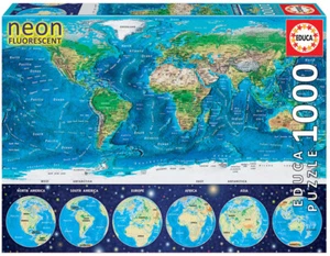 1000 st puzzel: Wereldkaart Neon (EDUCA 16760) - Bild 1 von 1
