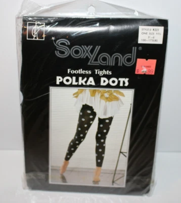 NUEVAS Medias Vintage Sox Land Nylon Sin Pies Blanco y Negro Lunares Talla Única 5-6' Foto 1 de 3