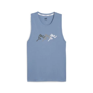 PUMA Run Favorite Graphic Crew Neck Athletic Tank Top Mens Blue Casual Athletic - Picture 1 of 2