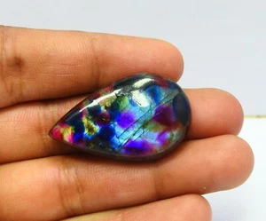 47,00 kt Labradorit Edelstein Birne Cabochon gefärbter Stein Anhänger Verwendung 22x36x7 mm - Bild 1 von 8