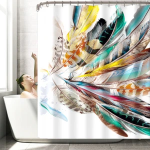 Feathers Shower Curtain for Bathroom Modern Vintage Decor Waterproof 72 In new - Picture 1 of 5