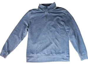 Flag & Anthem Sweatshirt Men's Large Light Blue Super Soft 1/4 Zip Pullover - Picture 1 of 7