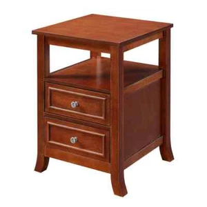 Melbourne 15.75 in. W x 24 in. H Mahogany Square Wood End Table with 2-Drawers - Picture 1 of 4
