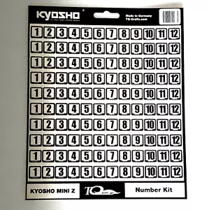Aufkleber Startnummern 1 bis 12 weisse Folie Mini-Z Label 1:24 Kyosho TQG-01 - Bild 1 von 2