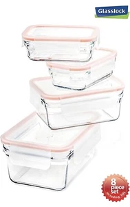 Tempered Glasslock Advanced Rim 8 Piece Rectangular Storage Containers Locking - Picture 1 of 1