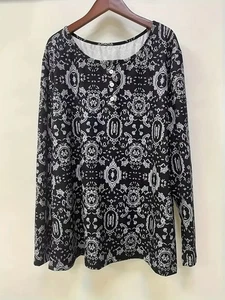 Longshirt Tunika Bohemian dunkelgrau kleine Knopfleiste Gr.  48 50 - Bild 1 von 4