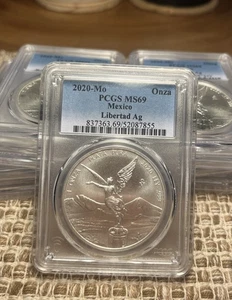 2020 Mo PCGS MS69 - Mexico 1 oz Silver Libertad Un Onza Coin - Picture 1 of 5