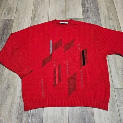 St. Croix Knits Vintage Geometric Abstract Crewneck Sweater Men's Large Red - Image 1 of 4