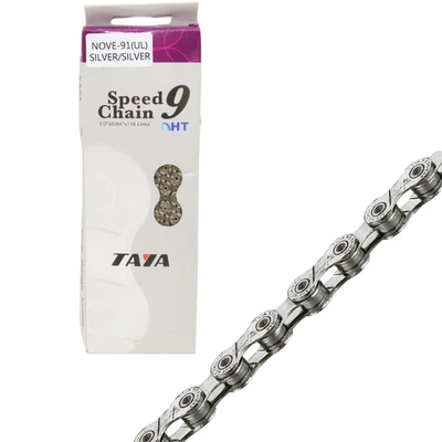 9-скоростная цепь Taya NOVE-91(UL) 116 звеньев ширина 1/2 дюйма x 5/64 дюйма для слива грязи/воды - Изображение 1 из 4
