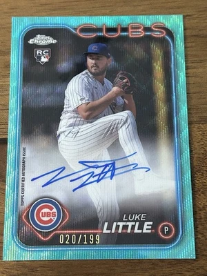 2024 TOPPS CHROME LUKE LITTLE /199 AUTOGRAPH AQUA WAVE REFRACTOR AUTO ROOKIE - Image 1 of 2