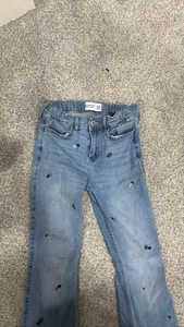 Abercrombie Kids Girls 11/12 High Rise Flare Floral Embroidered Jeans - Picture 1 of 1