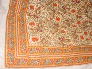 FRANZÖSISCHE PROVENZIAL 68 X 104" PAISLEY BLUMEN ORANGE BAUMWOLLE TISCHDECKE RECHTECKIG - Bild 1 von 3