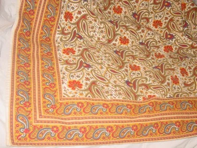 FRENCH PROVENCIAL 68 X 104" PAISLEY FLORAL ORANGE COTTON TABLECLOTH RETANGULAR - Image 1 of 3