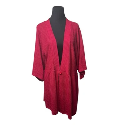 Cárdigan Suéter Liz & Me Talla 4X Rosa Tejido Texturizado Boho Fluido Carrera Ligero Foto 1 de 4