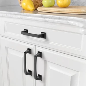 NEW Pack of 30 Amerdeco Drawer Pulls 3.75" Center Hole Matte Black Handles 4-5/8 - Picture 1 of 7