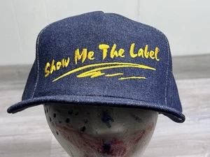 NWT Vintage 1990s SMWIA Show Me The Label Denim Union Made USA Snapback Hat Cap - Picture 1 of 15